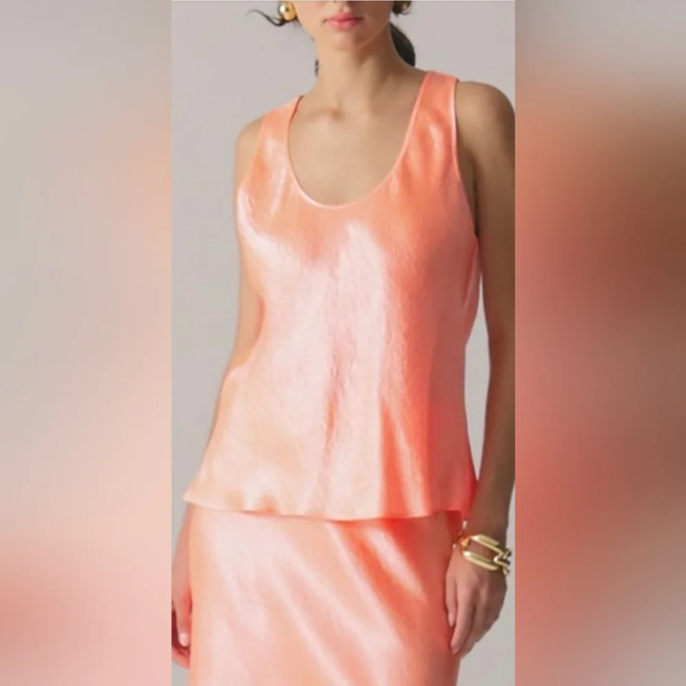 J.Crew Scoopneck tank top in textured satin
